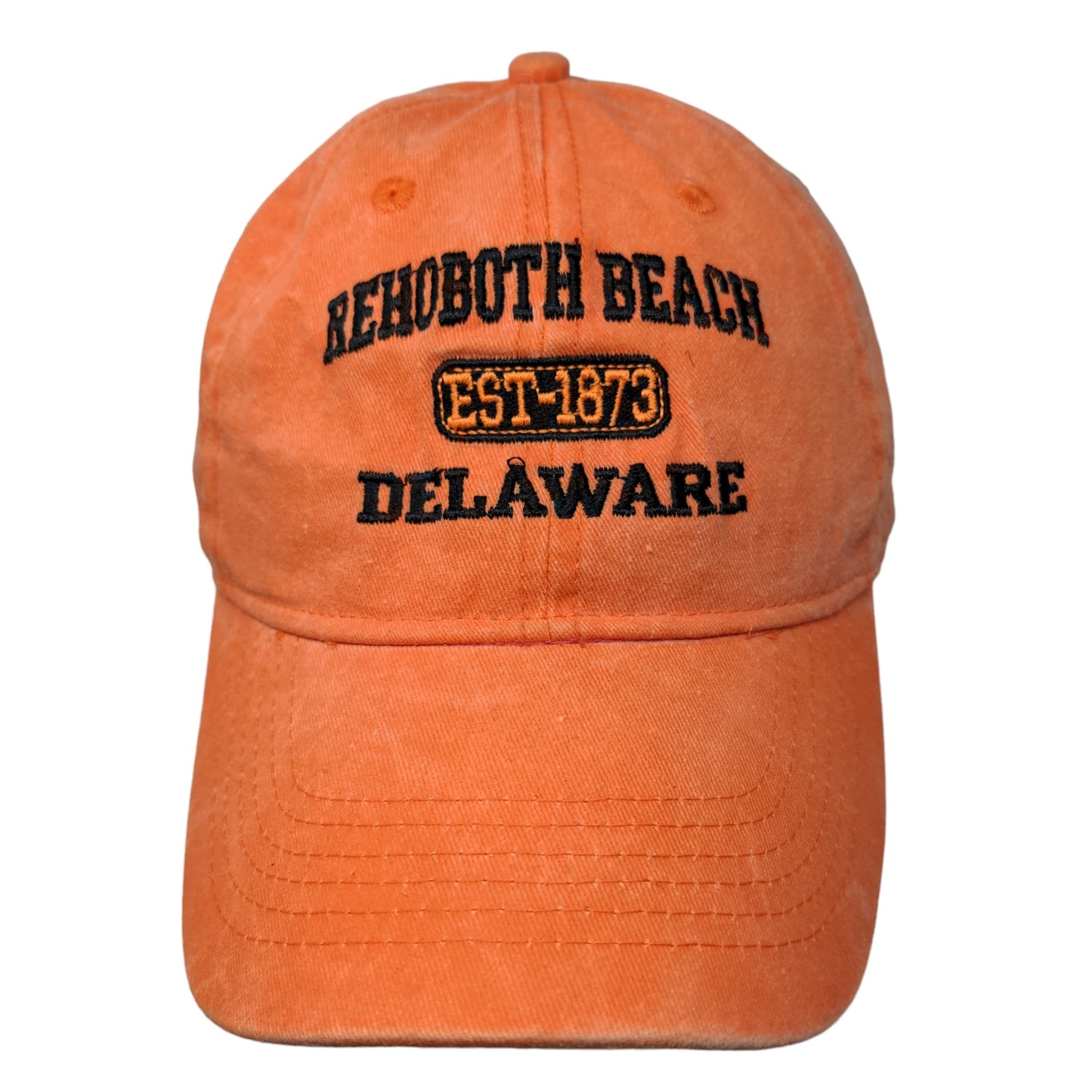 Outback Men's Strapback Hat Orange OSFA Rehoboth Beach Delaware Embroidered Logo