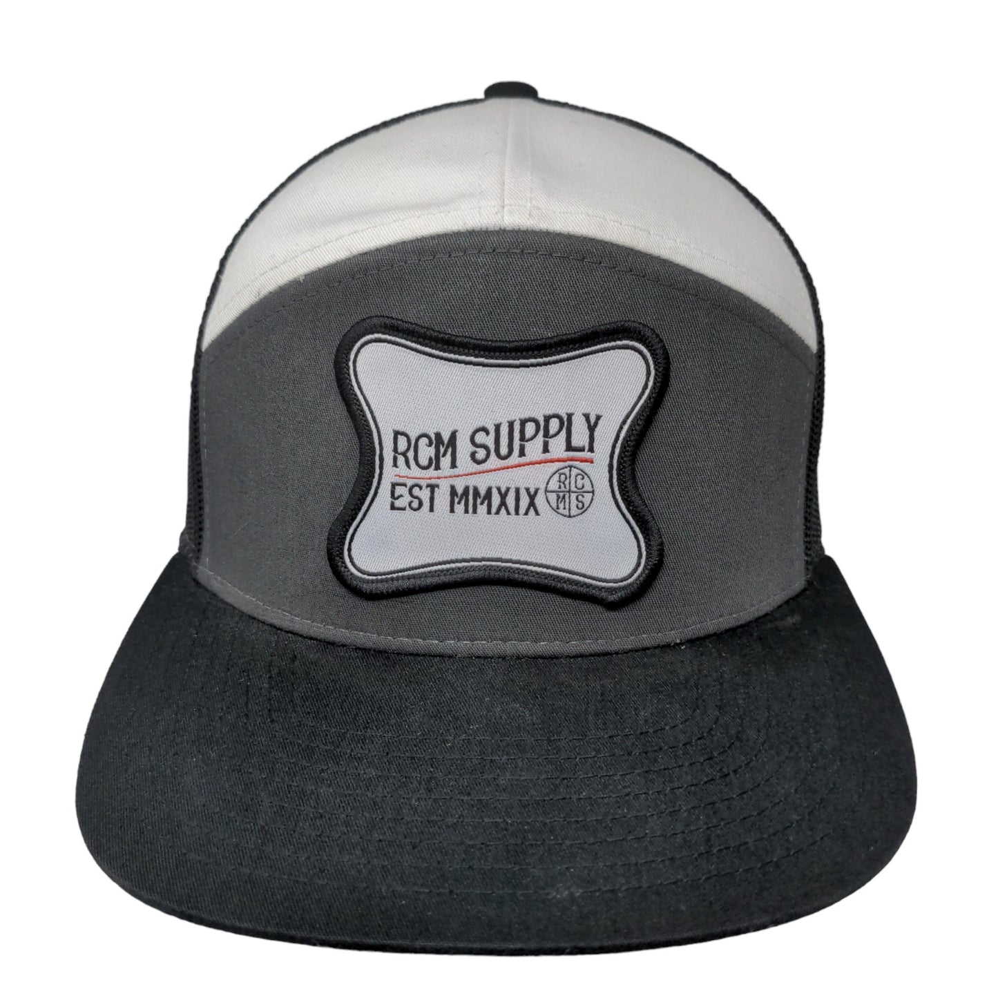 RCM Supply Men's Snapback Mesh Back Hat Cap Black Gray Patch Logo