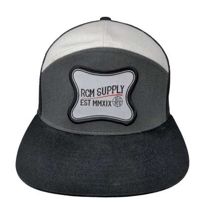 RCM Supply Men's Snapback Mesh Back Hat Cap Black Gray Patch Logo