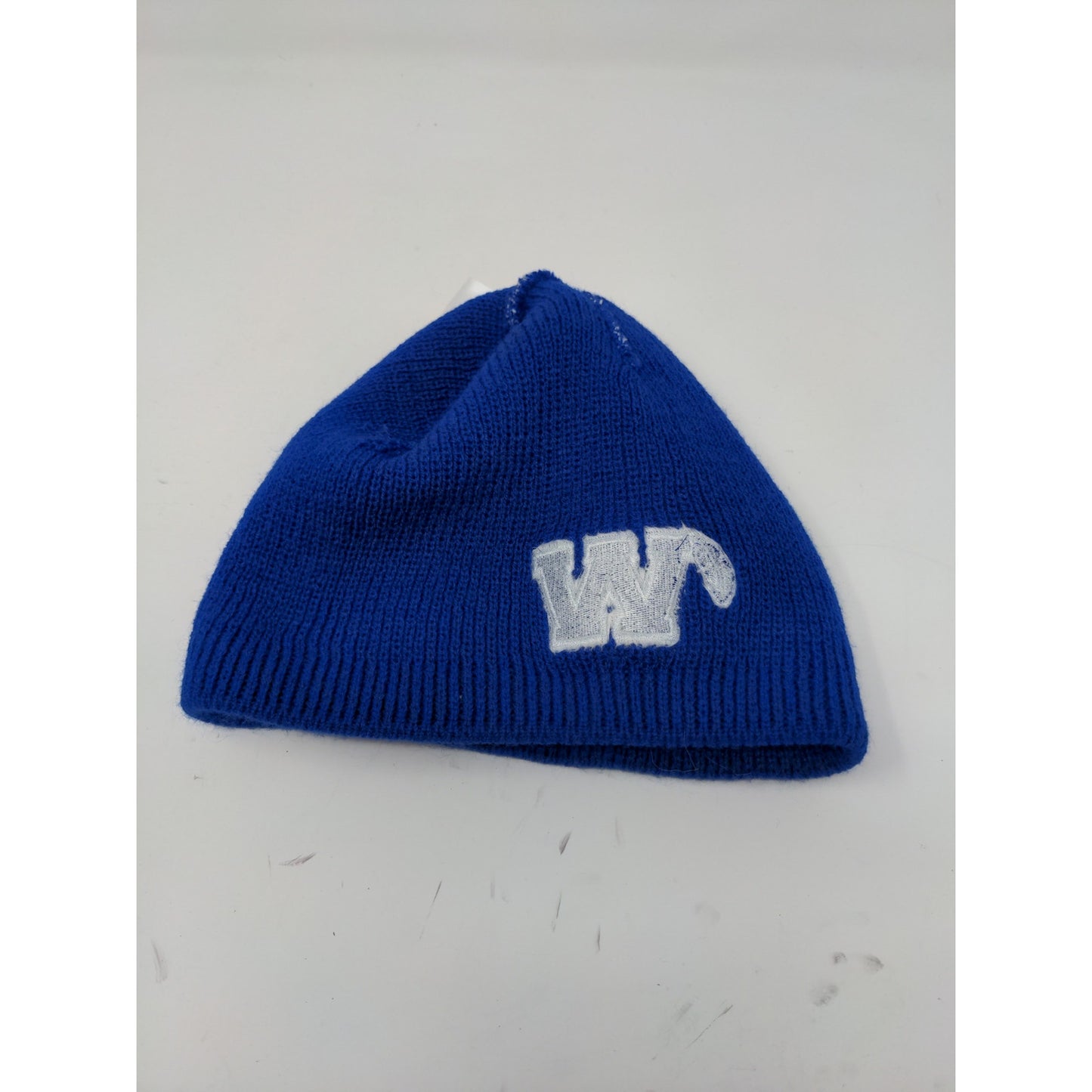 W Feather Logo Beanie Hat Embroidered Logo Blue Soft My Town Originals