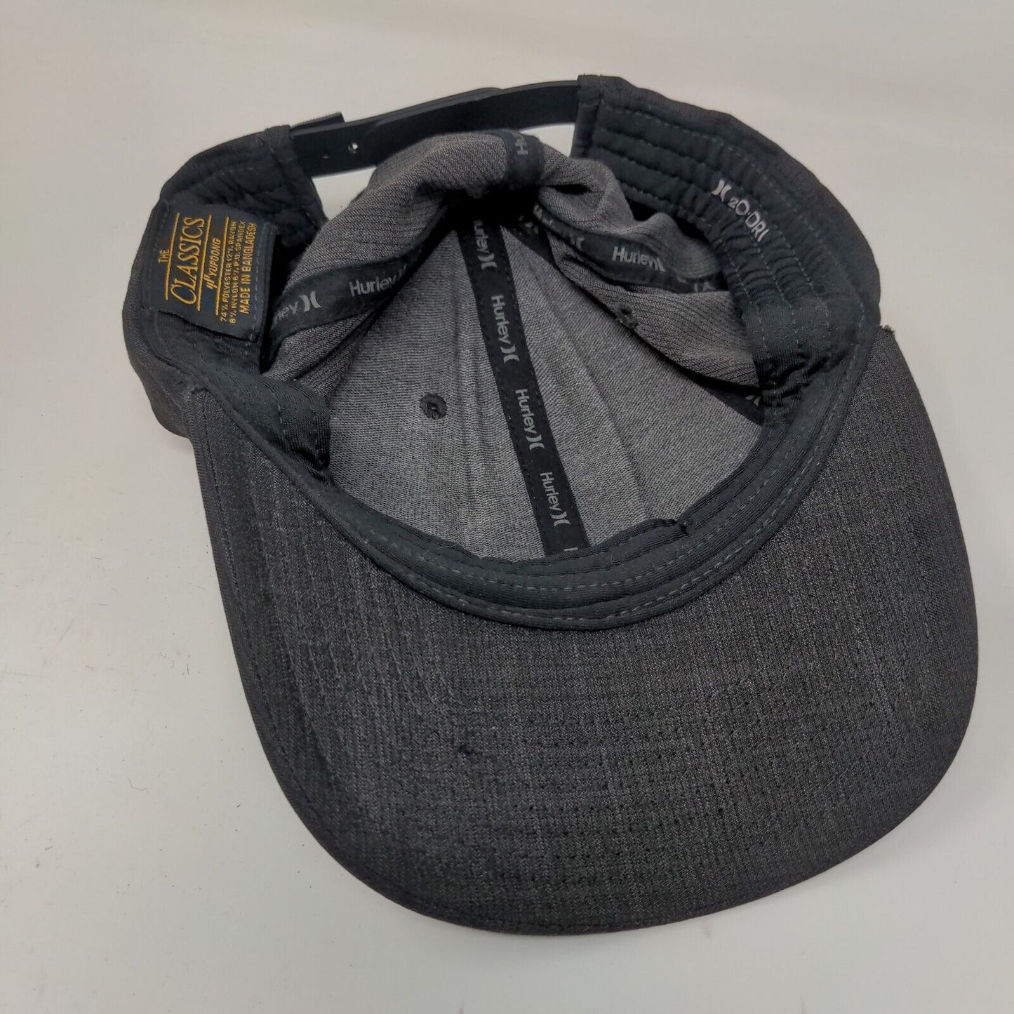 Hurley Men's 20 Dri Snapback Hat Gray Adjustable Patch Logo Poly Blend