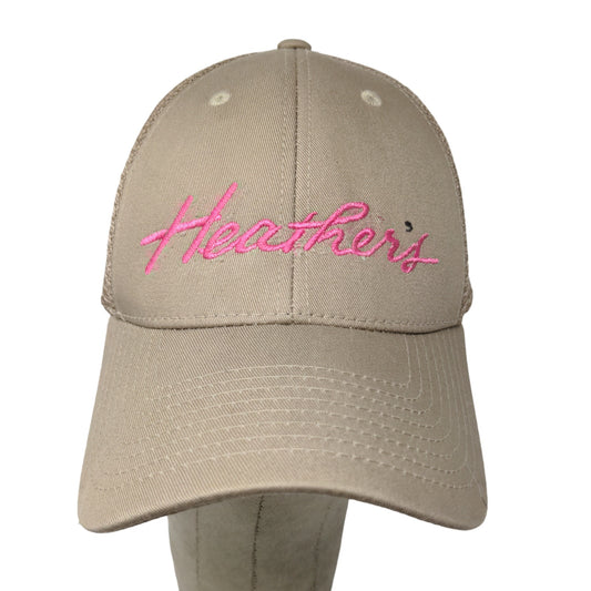 Heather's Women's Snapback Mesh Back Hat Tan OSFM Embroidered Logo