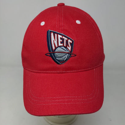 World Men's Strapback Hat Red Embroidered Brooklyn Nets Logo