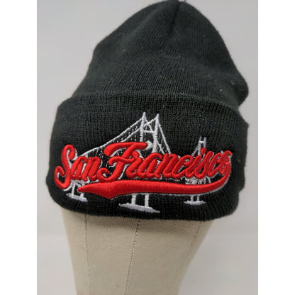 San Francisco Beanie Hat Golden Gate Bridge Embroidered Black