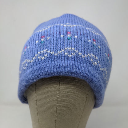 Wigwam Woolen Mills Women's Knit Beanie Ski Hat Fair Isle Blue Vintage Made USA