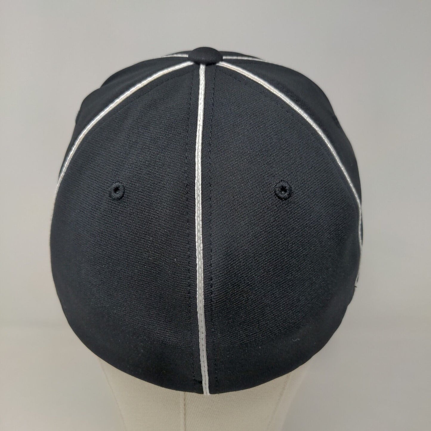 Richardson Men's Fitted Hat Black White Size S/M Blank Polyester Spandex