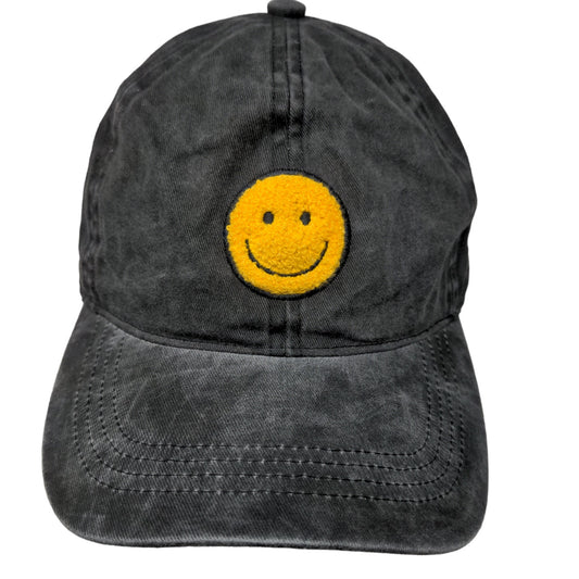 David & Young Women's Slideback Hat Gray OSFM Fuzzy Smiley Face Logo