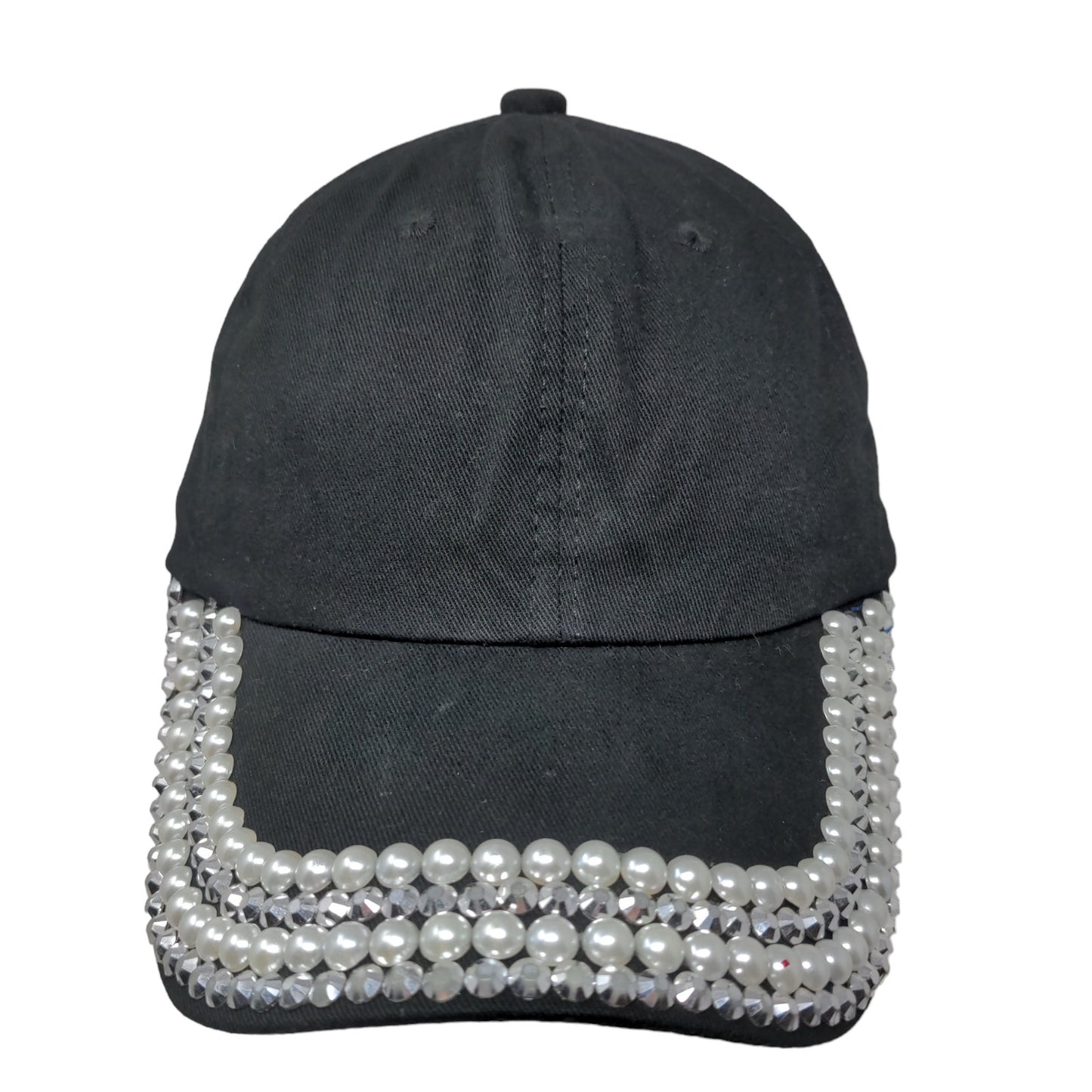 Unbranded Women's Slideback Hat Black OSFM Shiny Rhinestone & Gems Accents