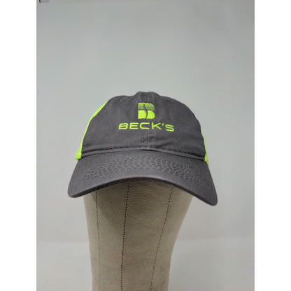 Youth Becks Hybrid Seeds Strapback Meshback Hat Black & Green Embroidered Logo