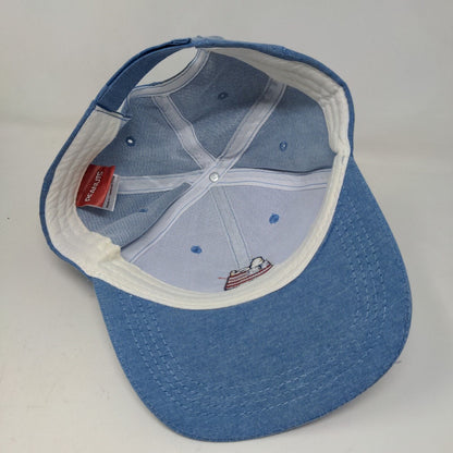 Peanuts Men's Strapback Hat Blue OSFM Embroidered Patriotic Logo Snoopy