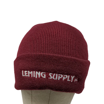 Leming Supply Men's Knit Beanie Hat Red OFSA Embroidered Logo