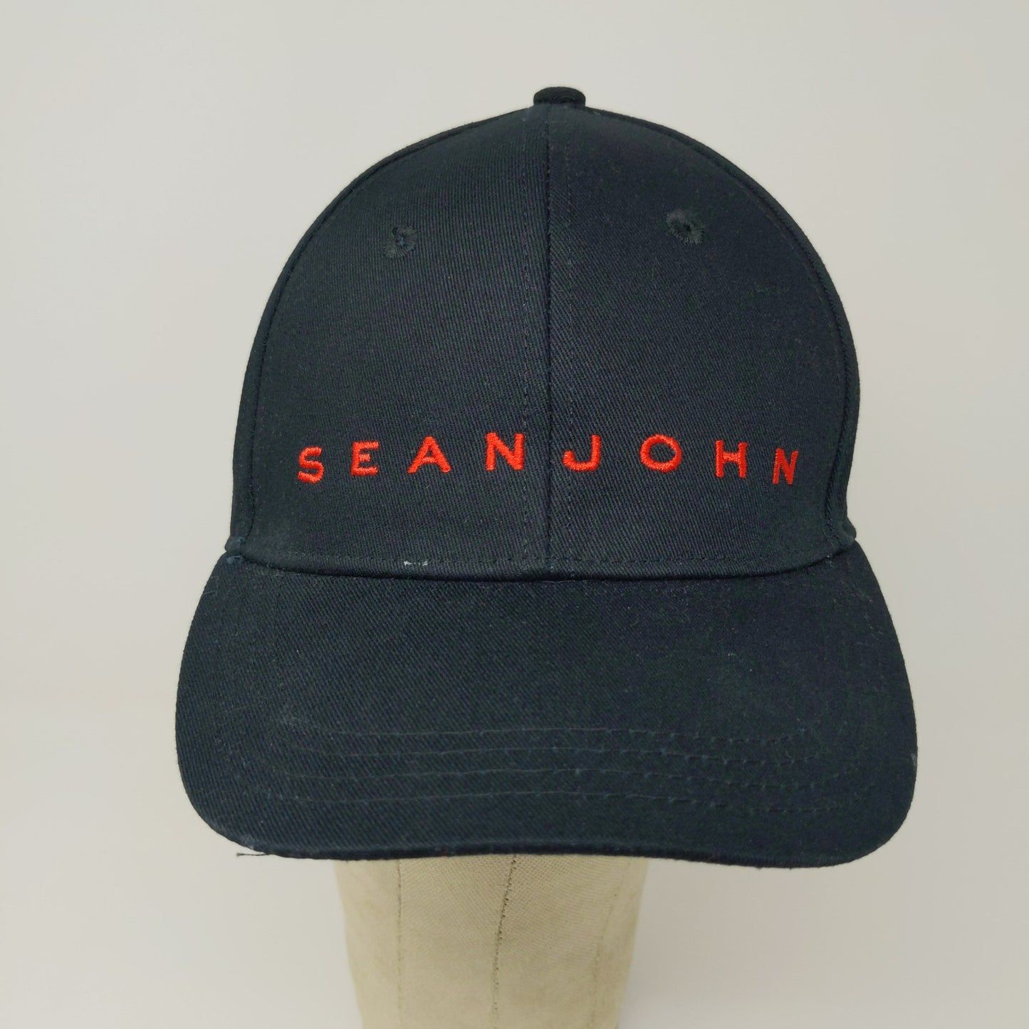 Sean John Cologne Fragrance Snapback Hat Embroidered Logo Spell Out Black