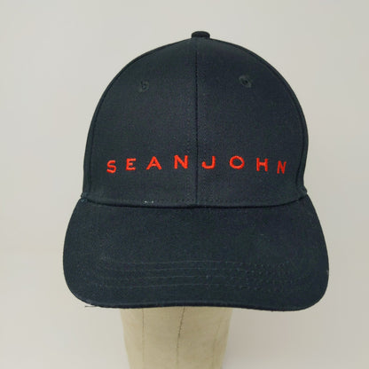 Sean John Cologne Fragrance Snapback Hat Embroidered Logo Spell Out Black