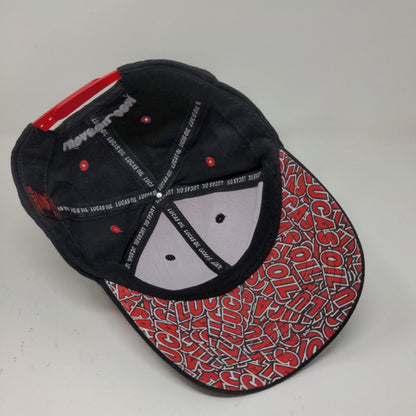 Lucas Oil Men's Snapback Hat Black Red Adjustable Embroidered Logo