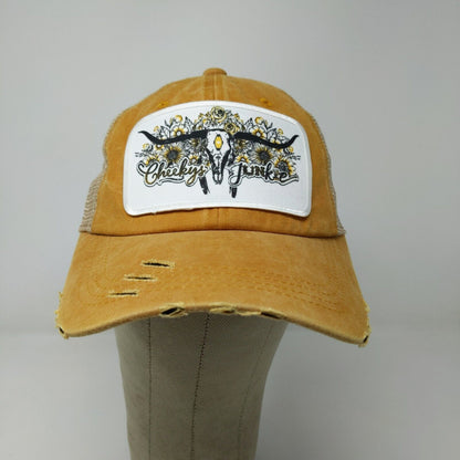 Cheeky's Junkie Women's Slideback Hat Tan Yellow Adjustable Distressed