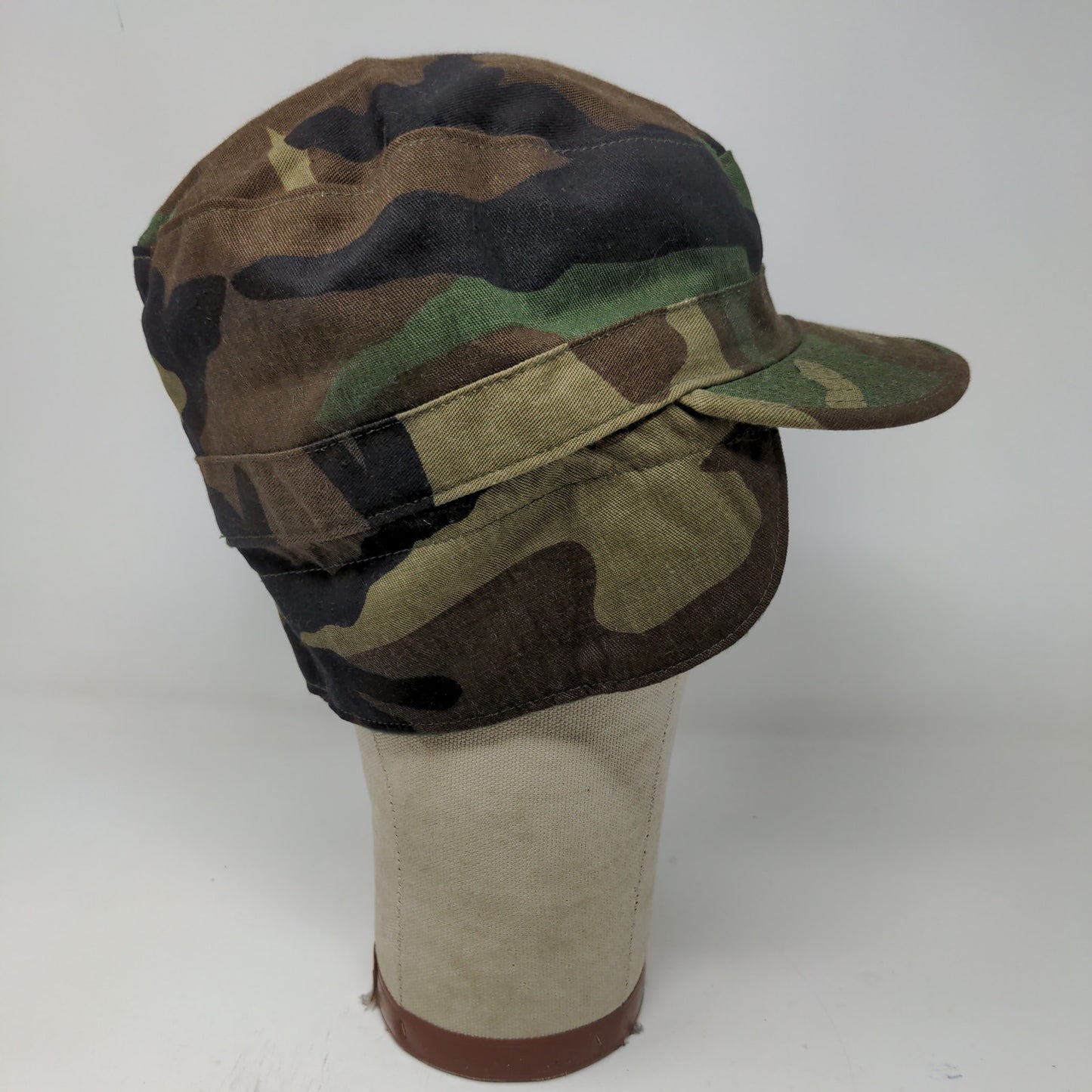 U.S. Military BDU Combat Cap Green Brown Camo Size 7.5 Ear Flaps