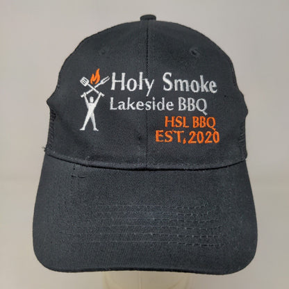 Holy Smoke Lakeside BBQ Men's Snapback Mesh Back Hat Black OSFA Embroidered