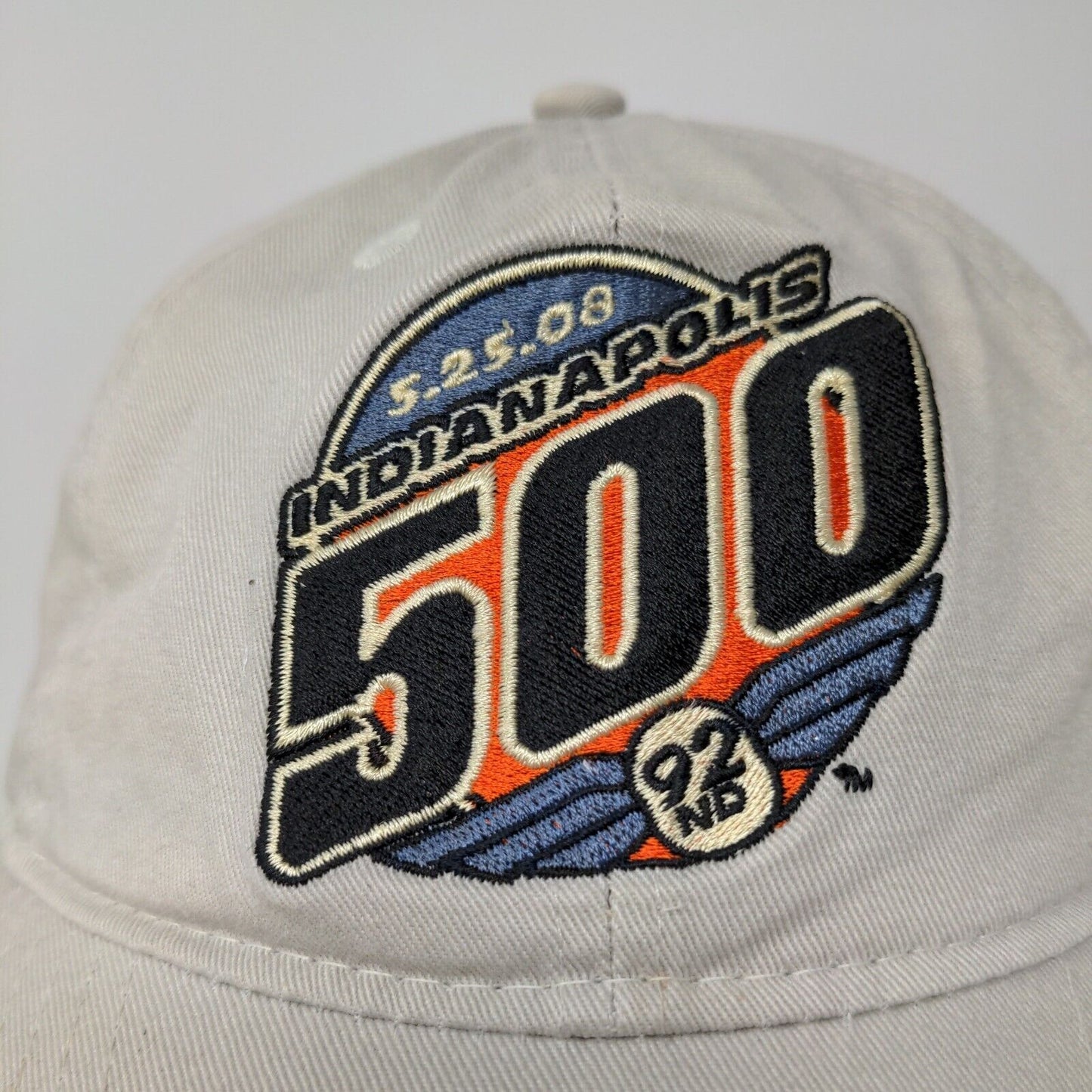 Reebok Mens 2008 Indianapolis Indy 500 Race Slideback Hat Begie Gray OSFA Logo