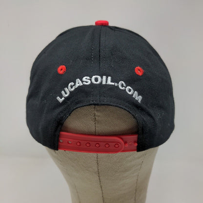 Lucas Oil Men's Snapback Hat Black Red Adjustable Embroidered Logo