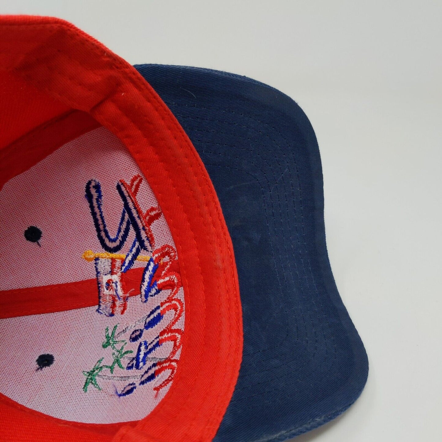 Unbranded Men's Haiti Strapback Hat Blue Red Embroidered Logo