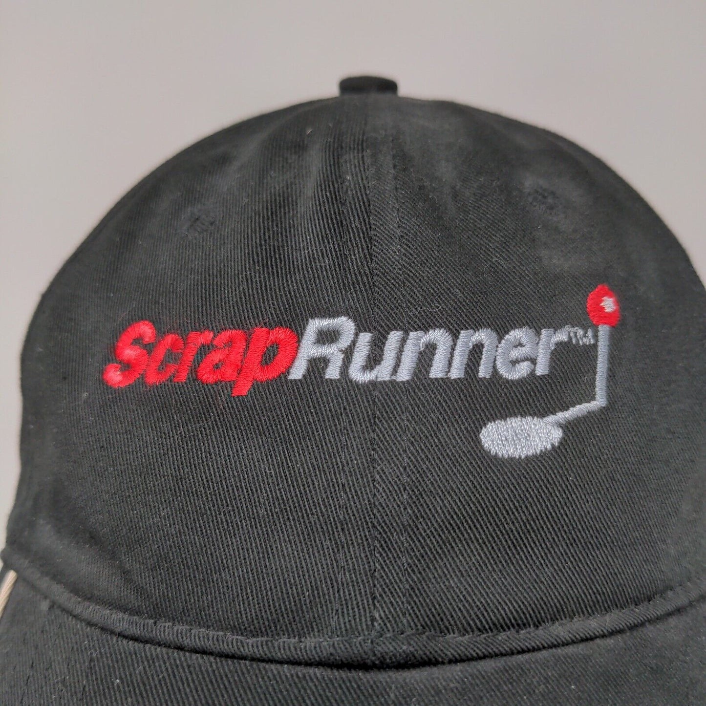 Scrap Runner Embroidered Black Slide Back Hat Cap Adjustable Spell Out Logo