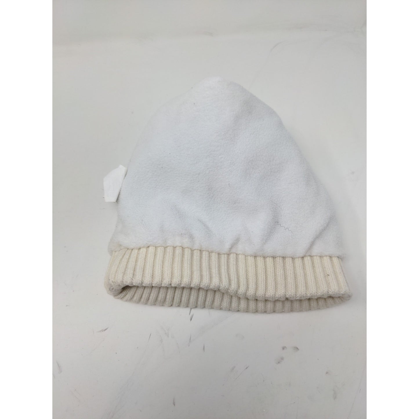 Muk Luks Beanie Winter Hat Pom Pom White Brown Acrylic Wool Blend
