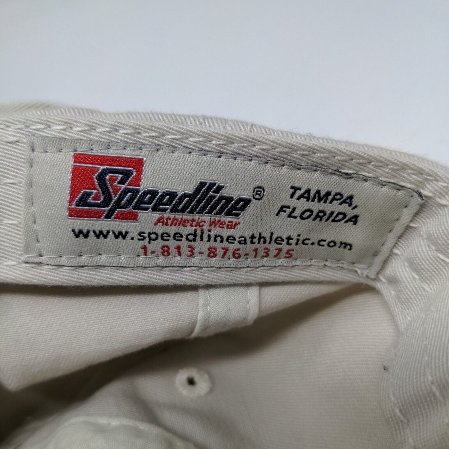Speedline Athletic Wear Cream Strap Back Hat Cap Embroidered Logo Adjustable