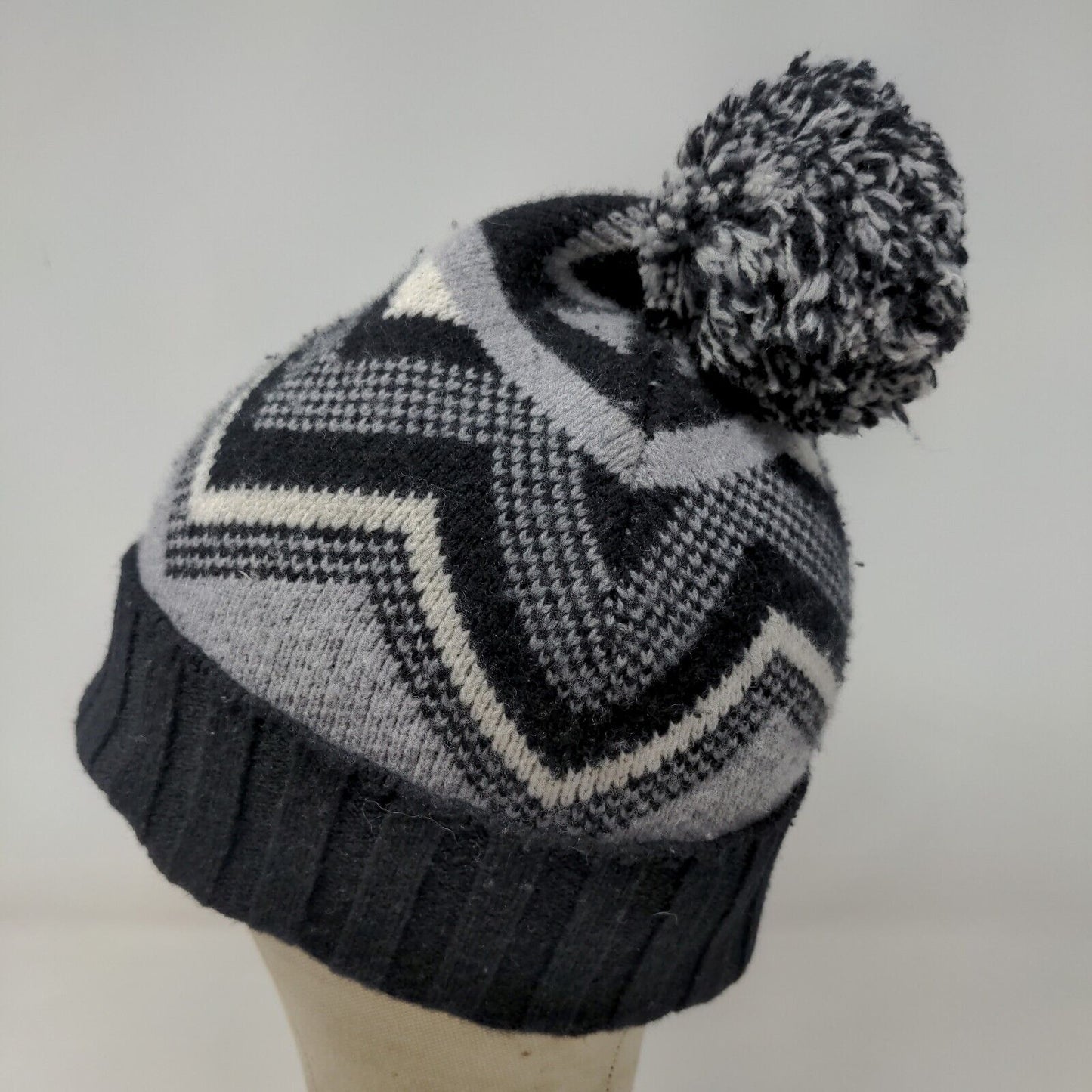 Nordstrom Men's Knit Beanie Hat Cap Wool Cashmere Blend Black Gray One Size