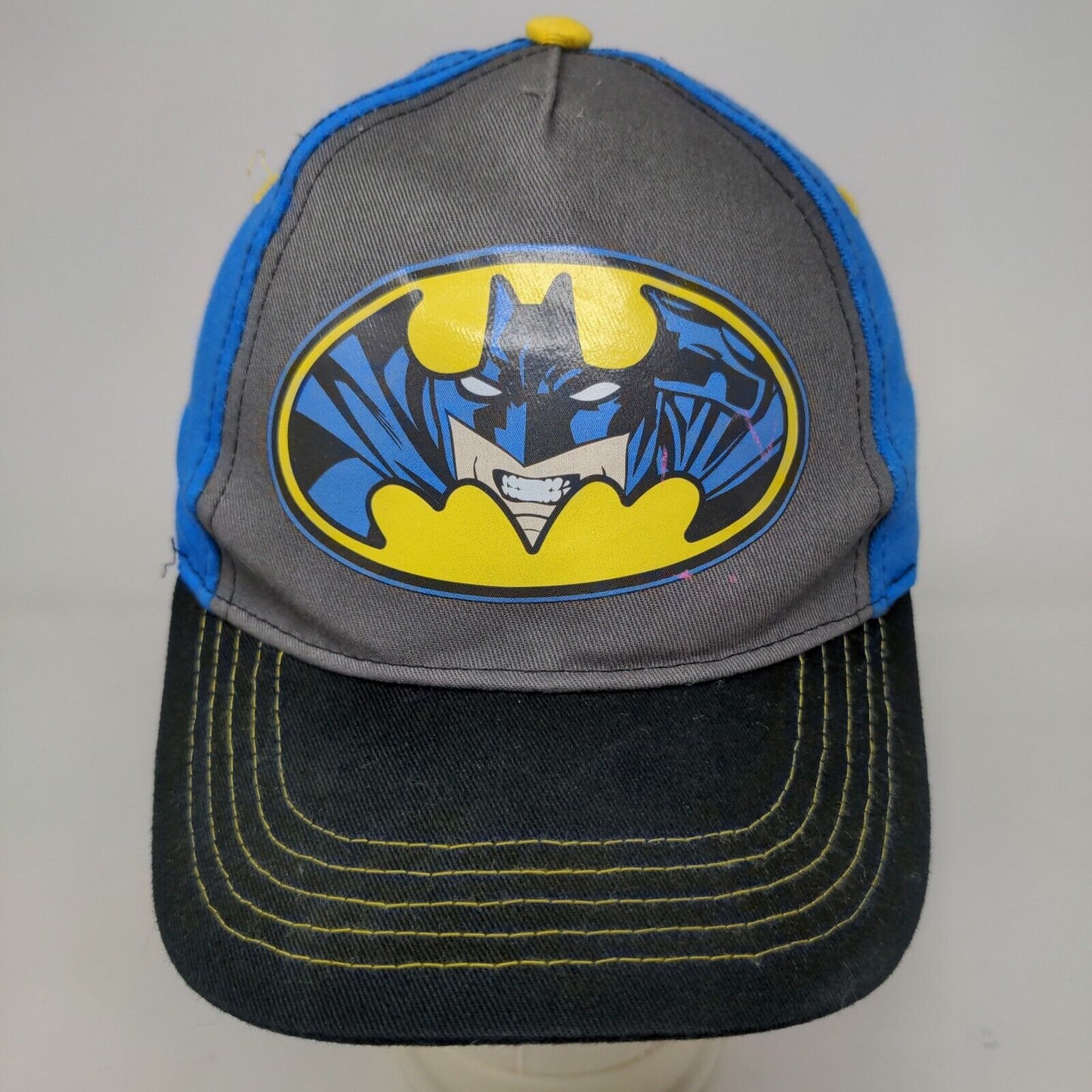 Batman Boy's Snapback Hat Gray Blue OSFM Graphic Batman Logo 100% Cotton