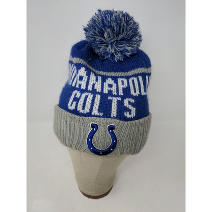 47 Brand NFL Indianapolis Colts Beanie Pom Pom OSFA Blue & Gray Embroidered