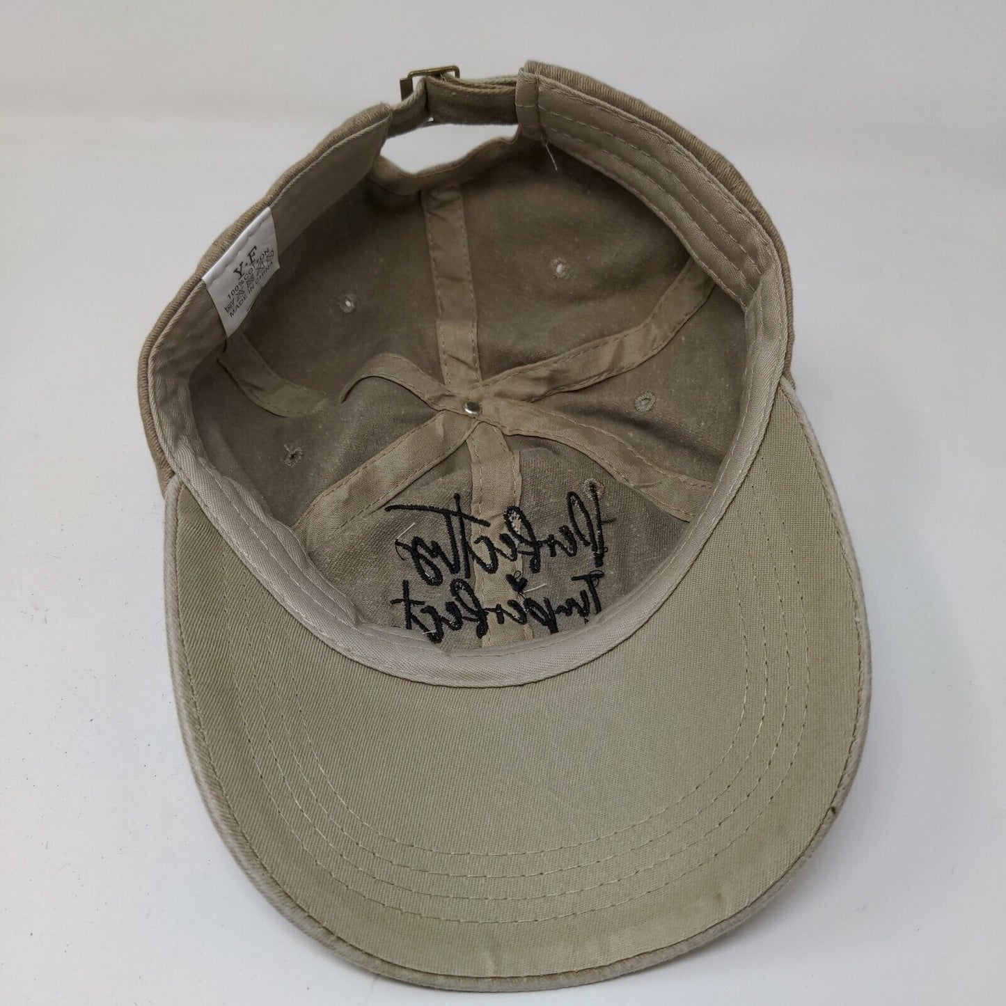 YF Women's Perfectly Imperfect Slideback Hat Tan Embroidered Logo