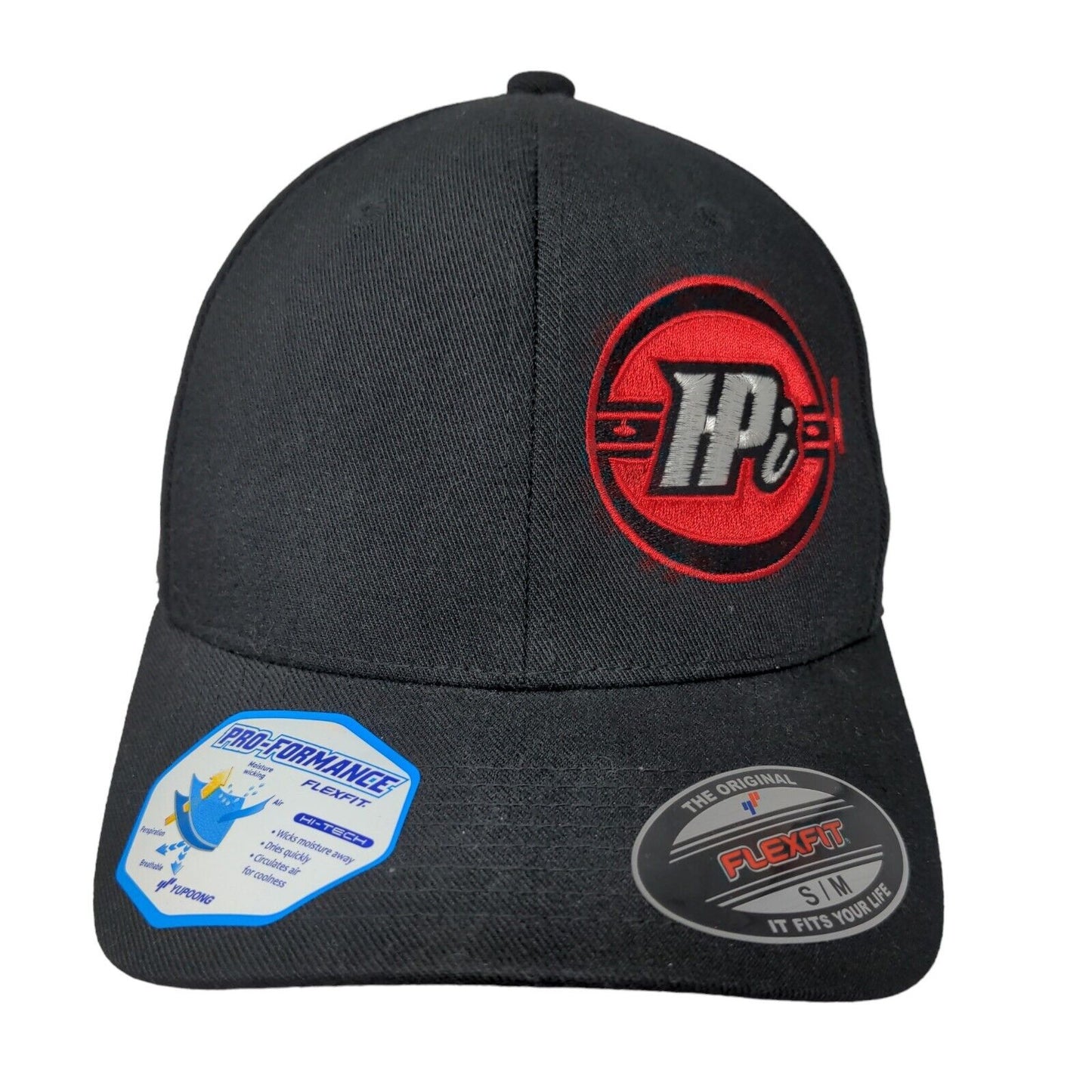 Yupoong Flexfix Men's Fitted Hat Black Size S/M Embroidered HPi Logo W/Stickers