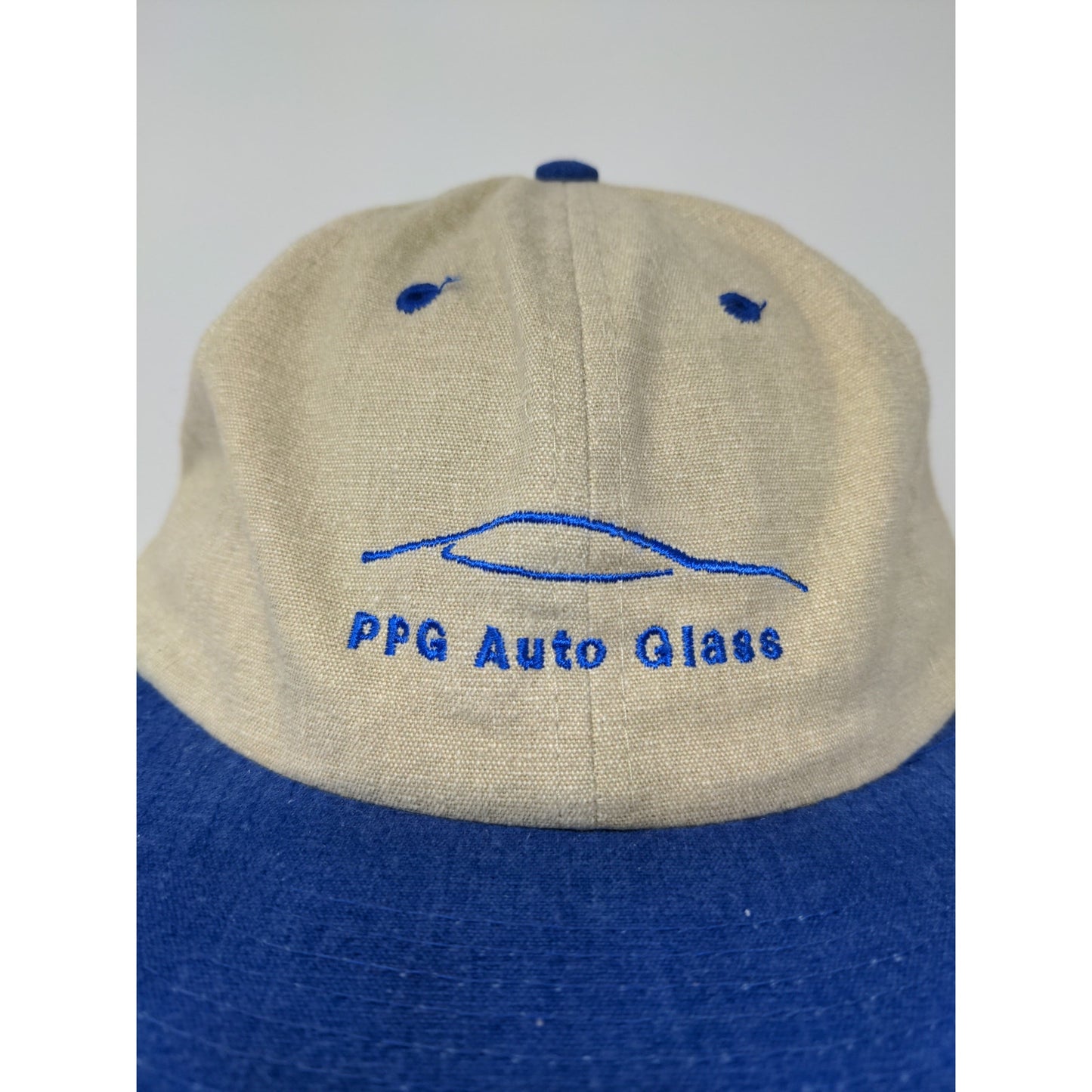 Nissin PPG Auto Glass Cap Slideback Hat Tan & Blue Adjustable