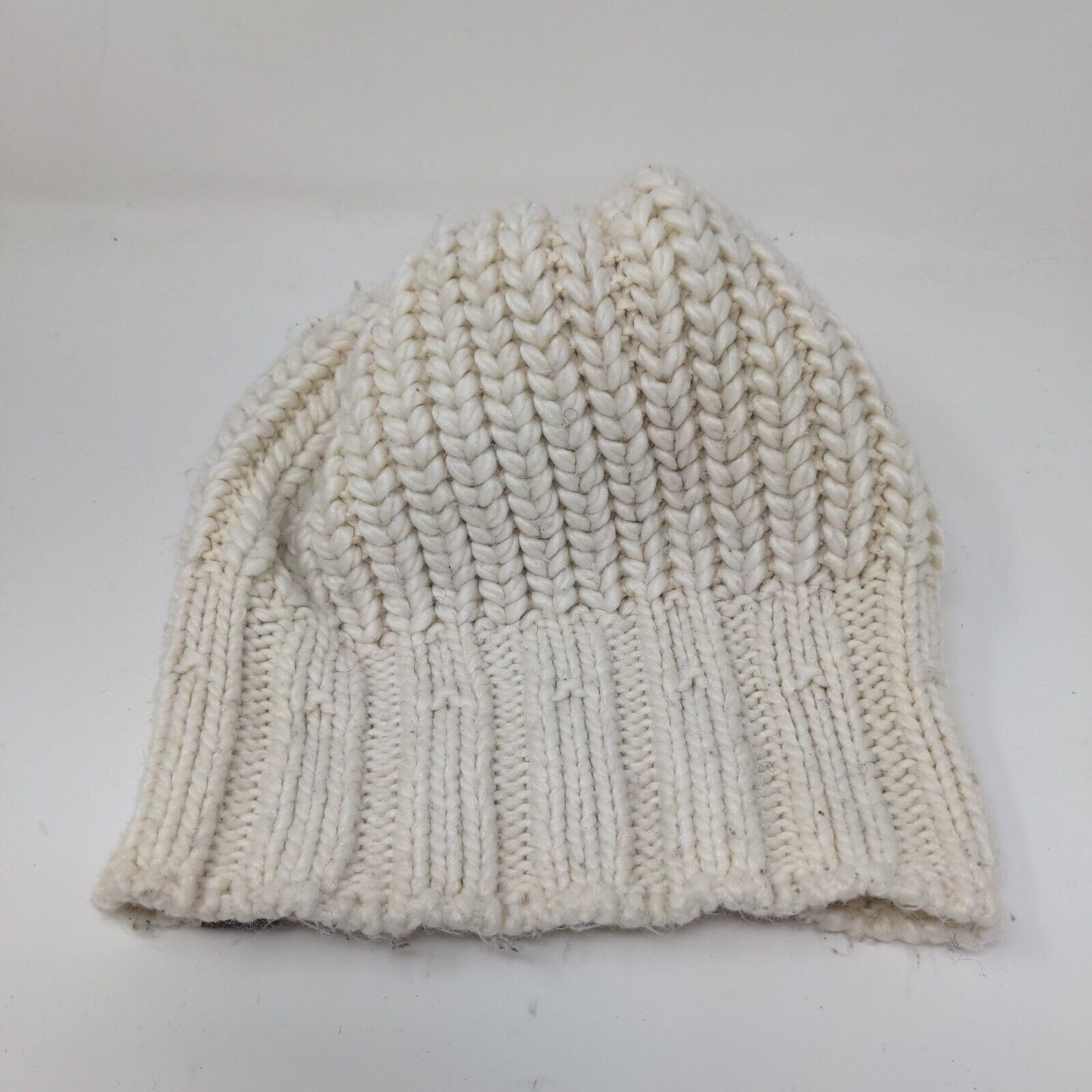 The North Face Womens Knit Beanie Pom Pom Hat Cream Logo One Size