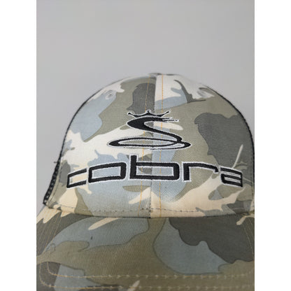 Cobra Slideback Meshback Camo Hat Gray Brown Embroidered Logo Spell Out