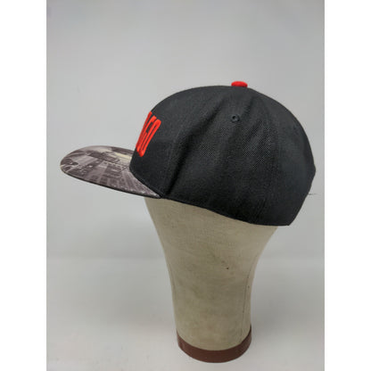 Chicago Snapback Hat Embroidered Spell Out Red & Black OSFM Picture Bill