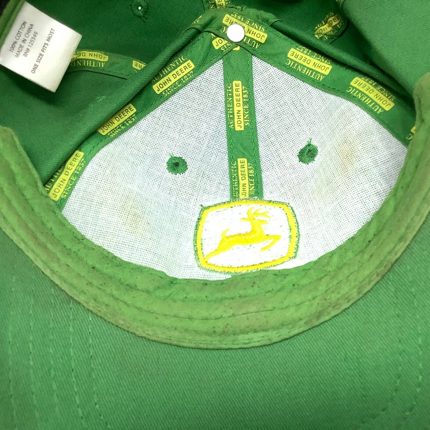 John Deere Green Snapback Hat #125349 Embroidered Logo Yellow OSFM