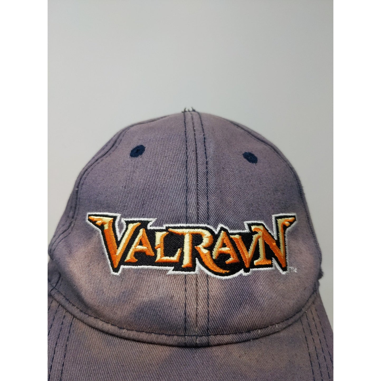 Cedar Point Valravn Rollercoaster Strapback Adjustable Hat Distressed Blue