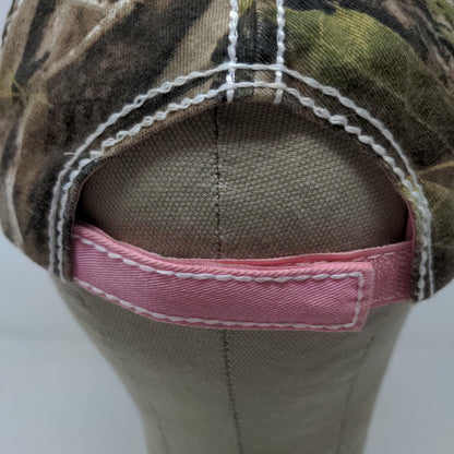 Team Realtree Women's Strapback Hat Pink Camo OSFA Embroidered Logo