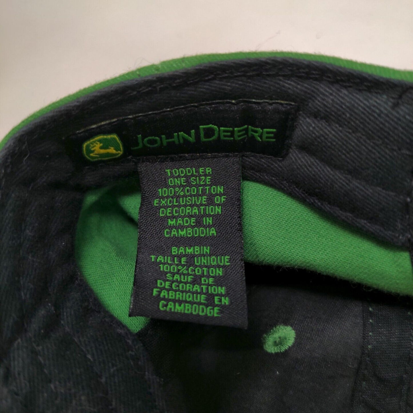 John Deere Toddler Boy's Hat Green Size OS Embroidered Logo 100% Cotton