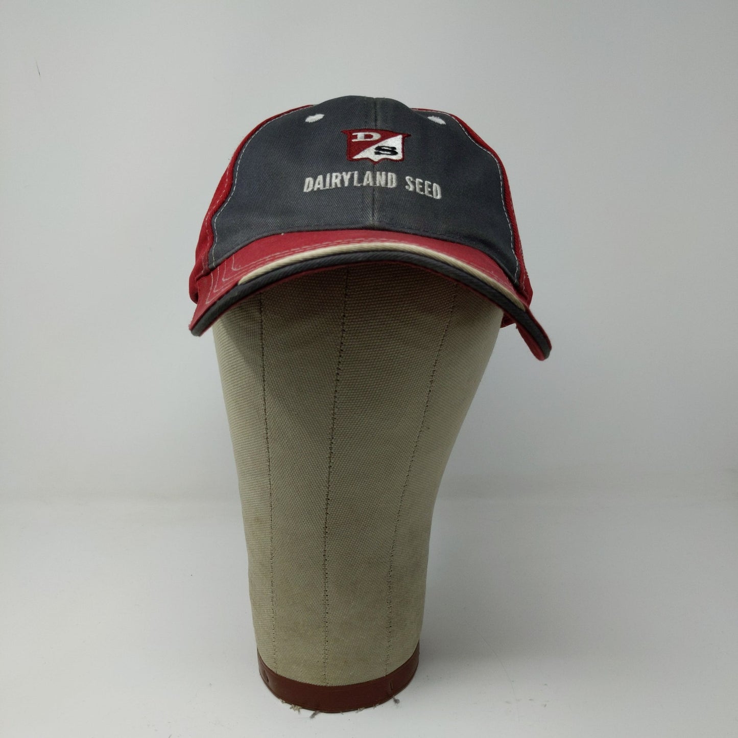 Dairyland Seed Strapback Hat Red Gray Embroidered Logo Farmer