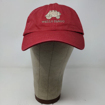 Wells Fargo Mens Slideback Hat Red Adjustable Embroidered Stagecoach Logo