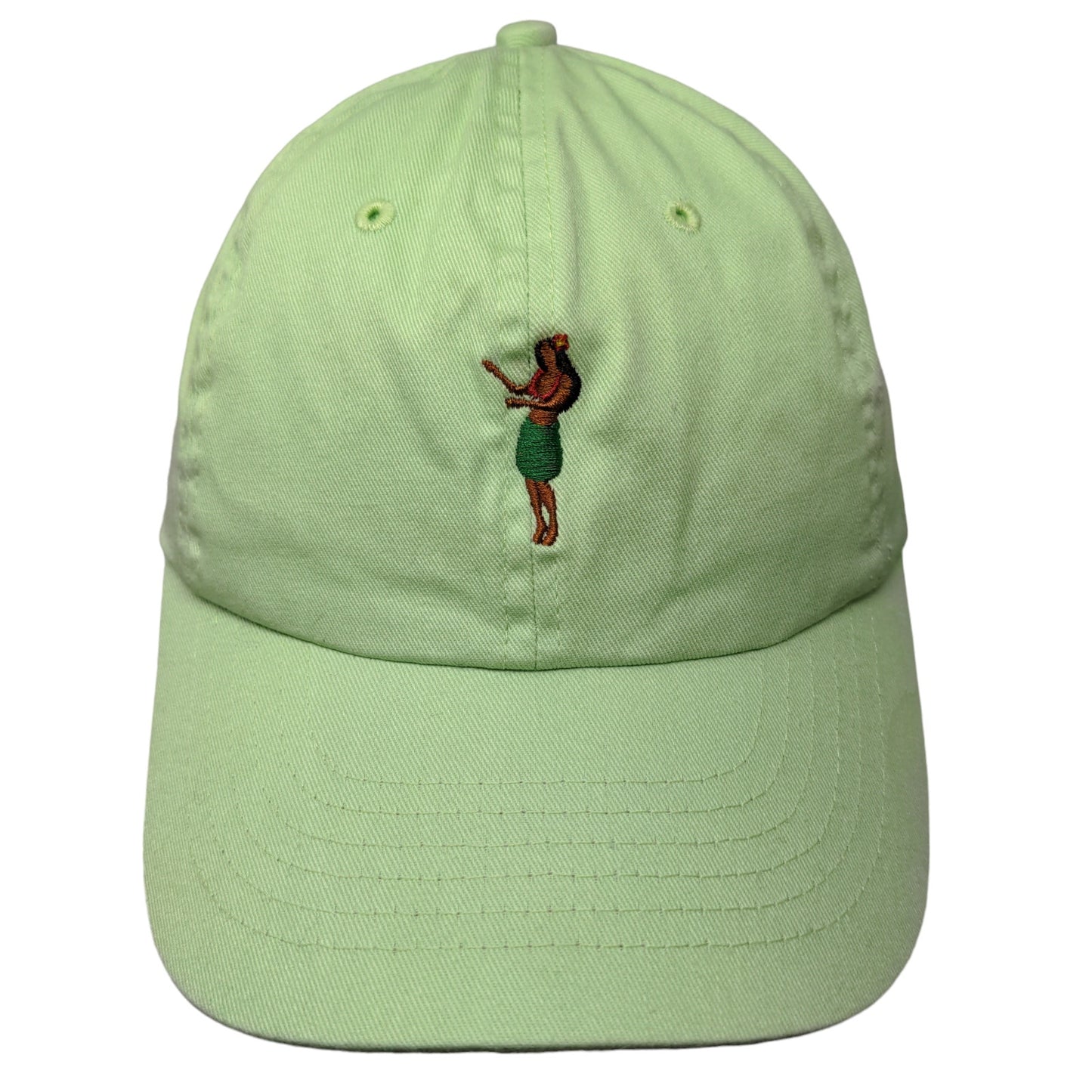 Unbranded Men's Slideback Hat Green Adjustable Embroidered Hula Girl Logo