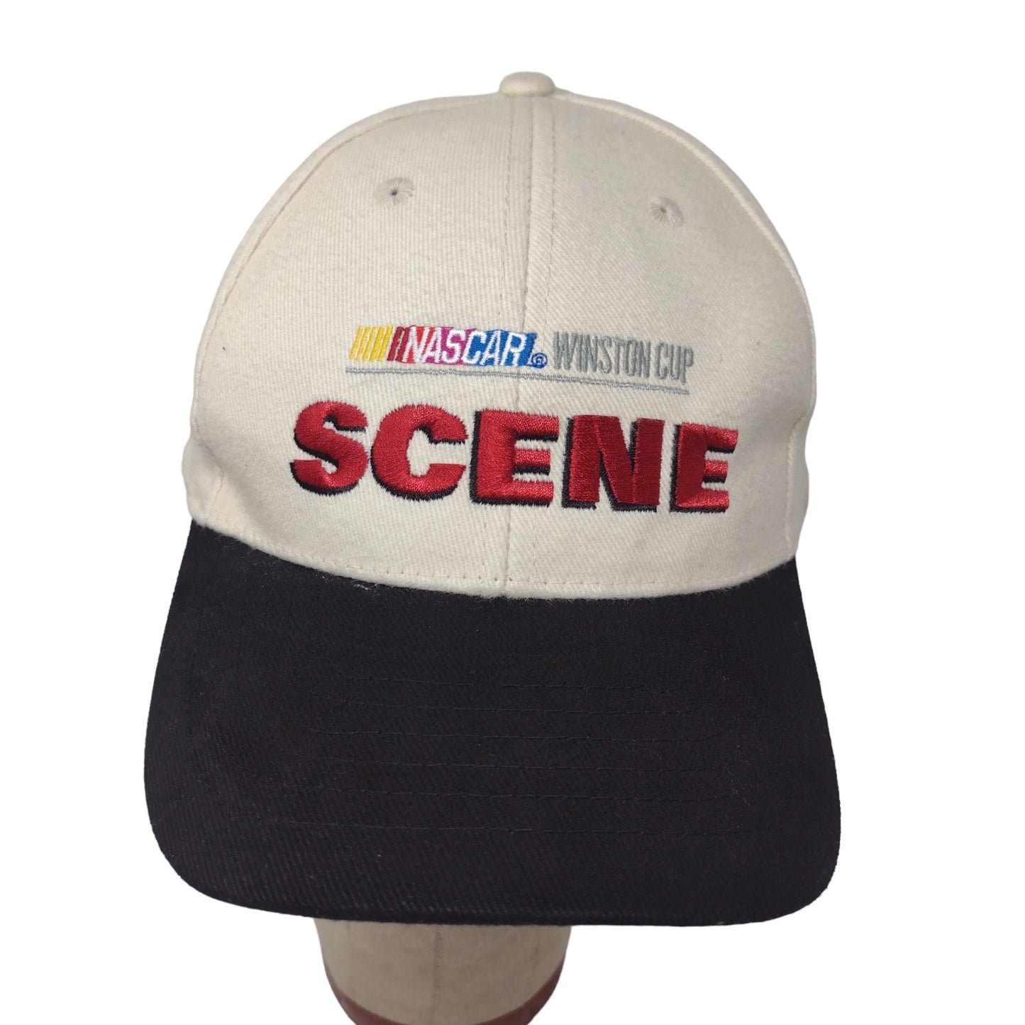 NASCAR Men's Winston Cup SCENE Slideback Hat Cream Adjustable Embroidered Logo