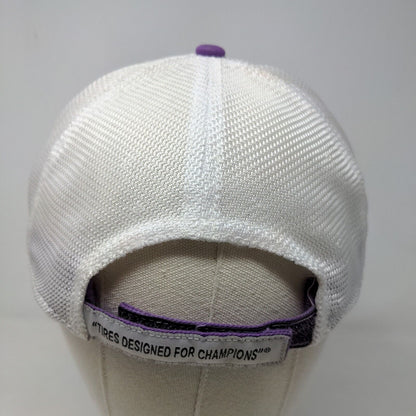 Hoosier Tire Men's Strapback Mesh Back Hat Purple White OSFA Embroidered Logo