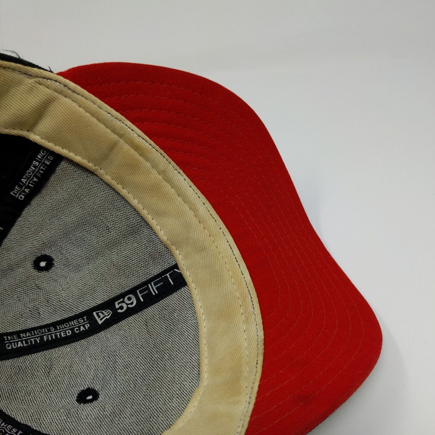 New Era 59Fifty MLB New York Yankees Black Red Baseball Cap Hat Size 7 1/8 Logo