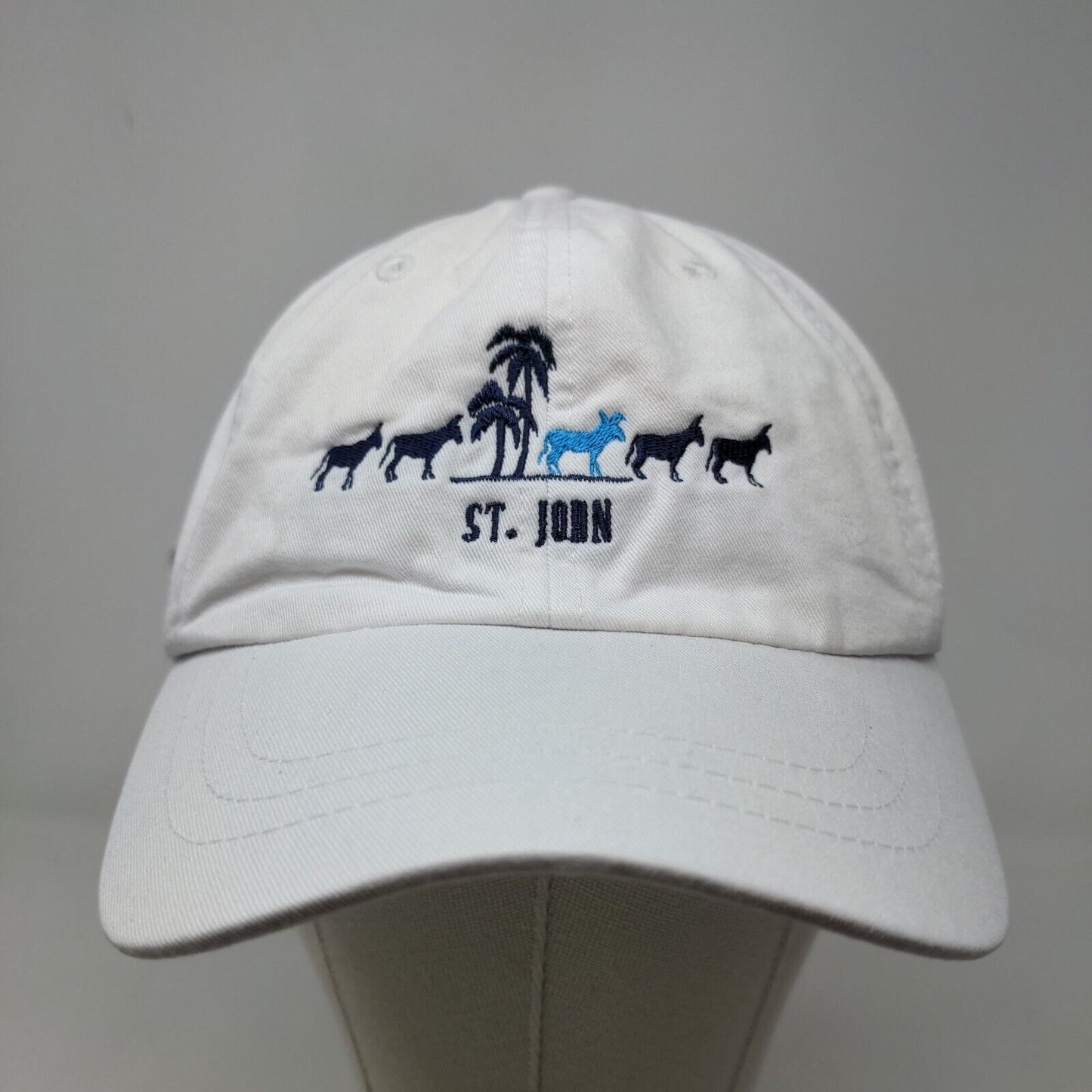 WPS Sports St. John Island Slideback Hat White Adjustable Embroidered Donkey