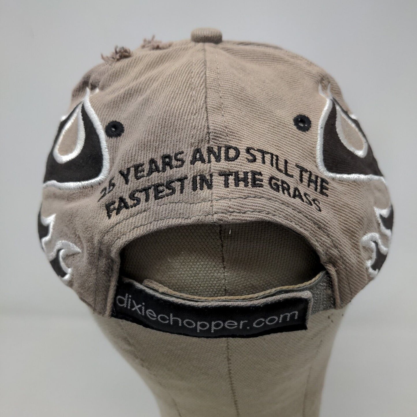 Dixie Chopper Men's Strapback Hat Tan Black OSFM Embroidered Flames Logo