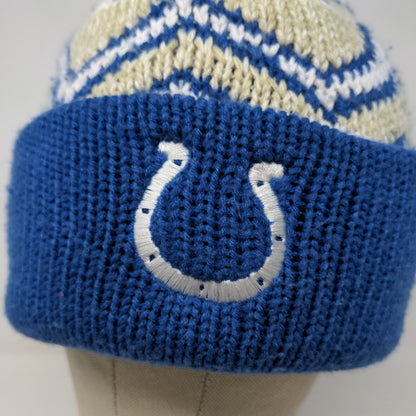 Reebok NFL Team Apparel Knit Beanie Hat Indianapolis Colts Blue Cream OSFA