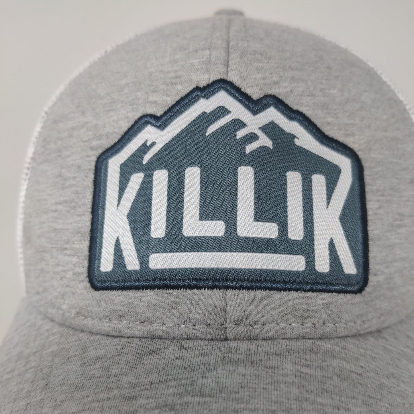 RARE SAMPLE Killik Snapback Mesh Back Hat Embroidered Logo Spell Out Gray White